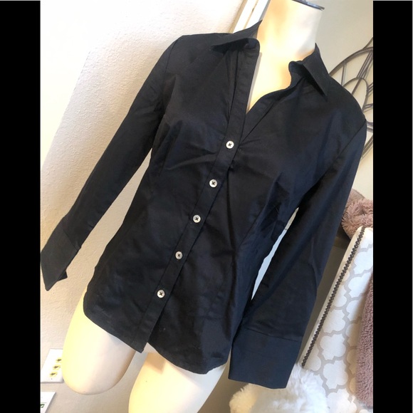 Banana Republic black button up blouse shirt - Picture 2 of 5